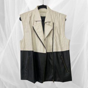 Black and white vegan leather vest NWT